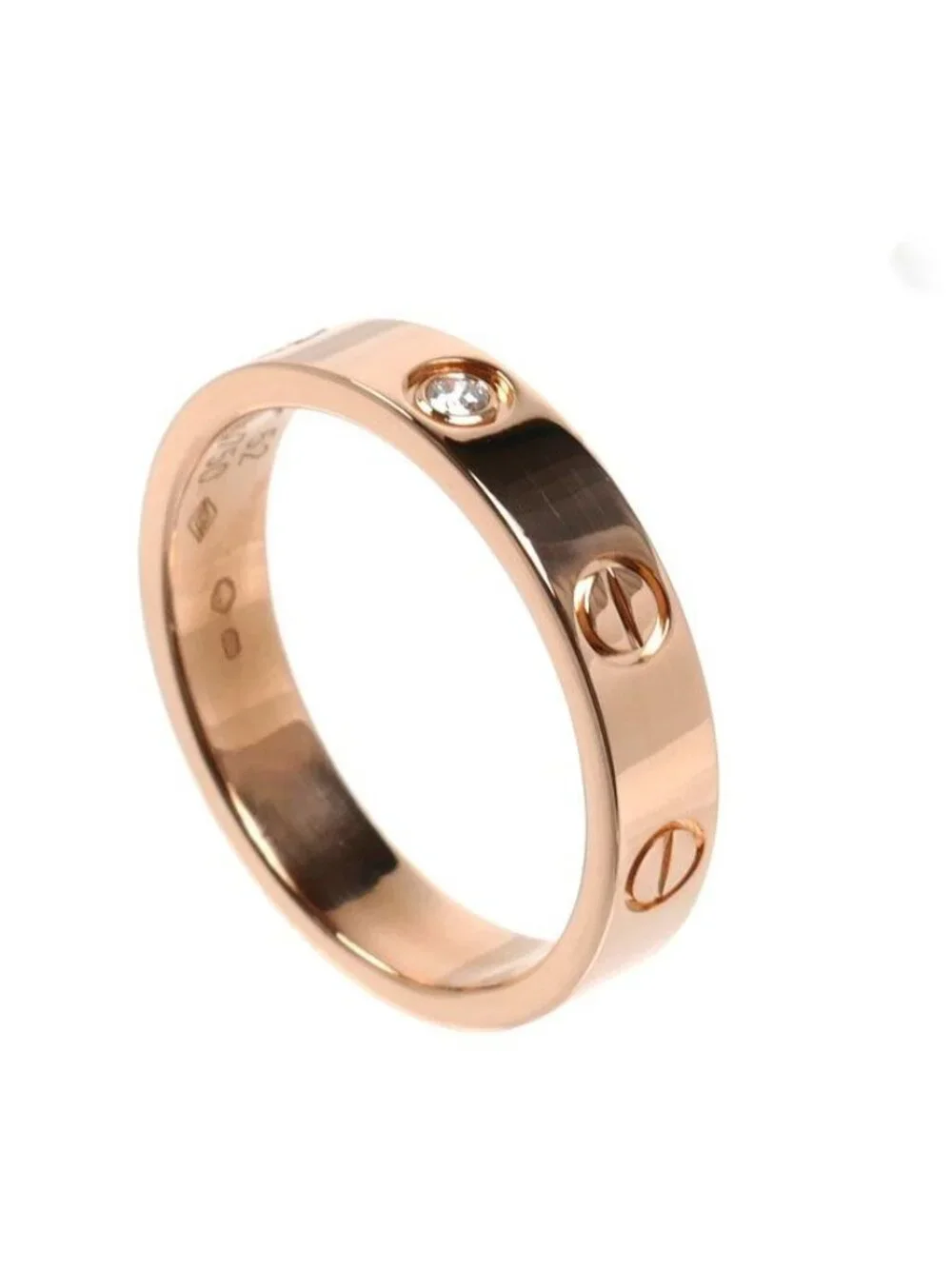 Cartier 18K Pink Gold Mini Love Diamond Ring 52 Vintage